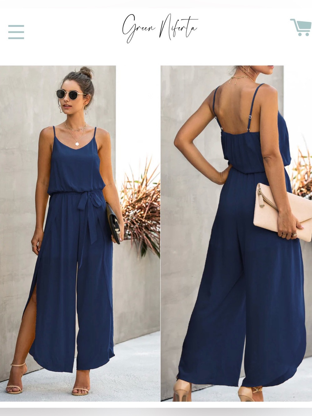Sleeveless Large Navy Jumpsuit